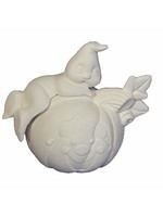 Creative Kreations Ceramics and Gifts Ghost Laying on Pumpkin 6" Ceramic Bisque, Ready to Paint