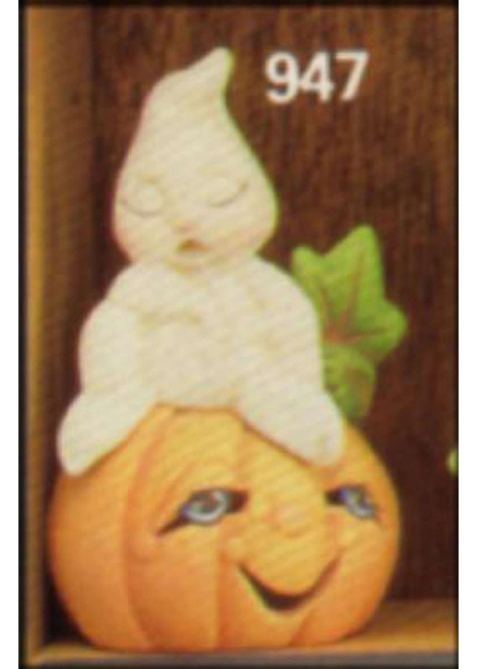 Creative Kreations Ceramics and Gifts Baby Ghost Sitting on Pumpkin 5" Ceramic Bisque, Ready to paint
