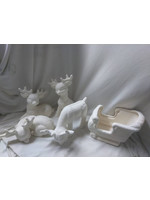 Creative Kreations Ceramics and Gifts Soft Sculpture Sleigh and 4 Reindeer Ceramic Bisque, Ready to Paint