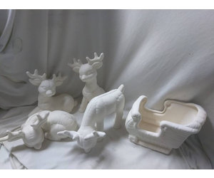 Creative Kreations Ceramics and Gifts Soft Sculpture Sleigh and 4