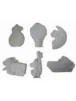 Creative Kreations Ceramics and Gifts Mouse Ornaments Asst #5 Set of 6 Ceramic Bisque, Ready to Paint
