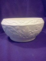 Creative Kreations Ceramics and Gifts Leaf Embossed Planter 7" x 5 1/2"  with Base Ceramic Bisque, Ready to Paint