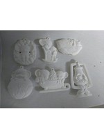 Creative Kreations Ceramics and Gifts Mouse Ornaments Asst #2 set of 6 Ceramic Bisque, Ready to Paint