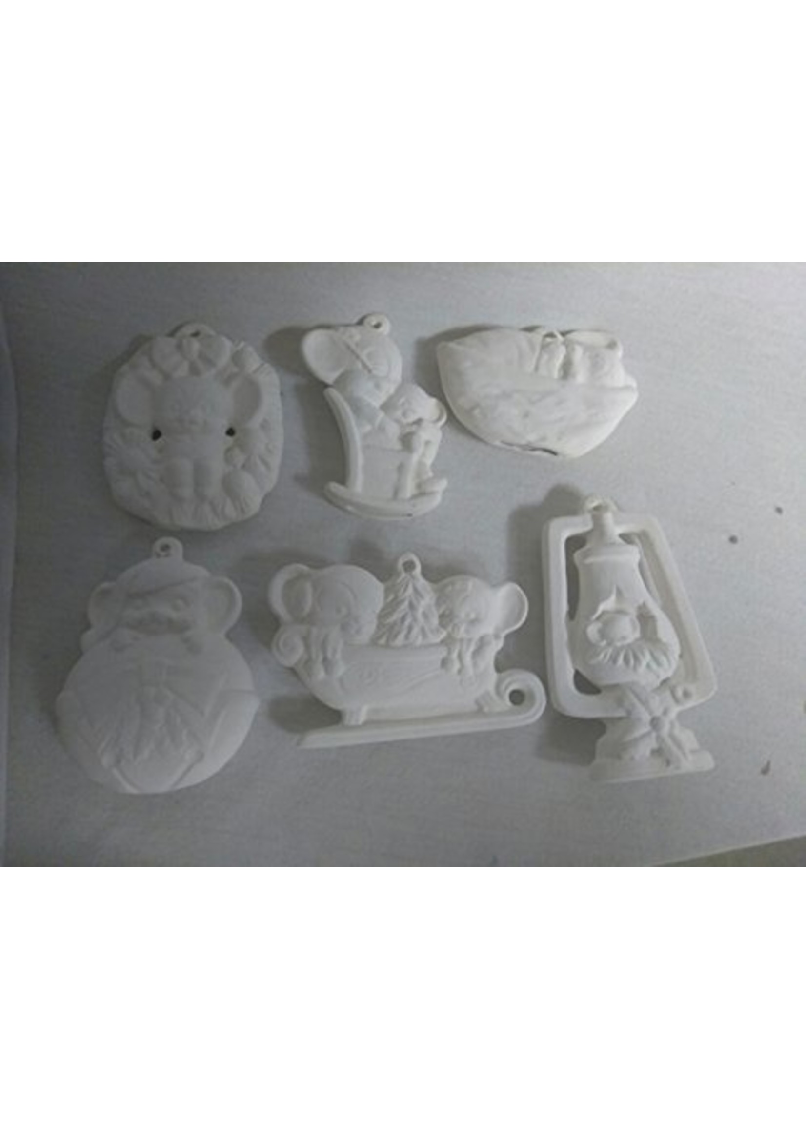 Creative Kreations Ceramics and Gifts Mouse Ornaments Asst #2 set of 6 Ceramic Bisque, Ready to Paint