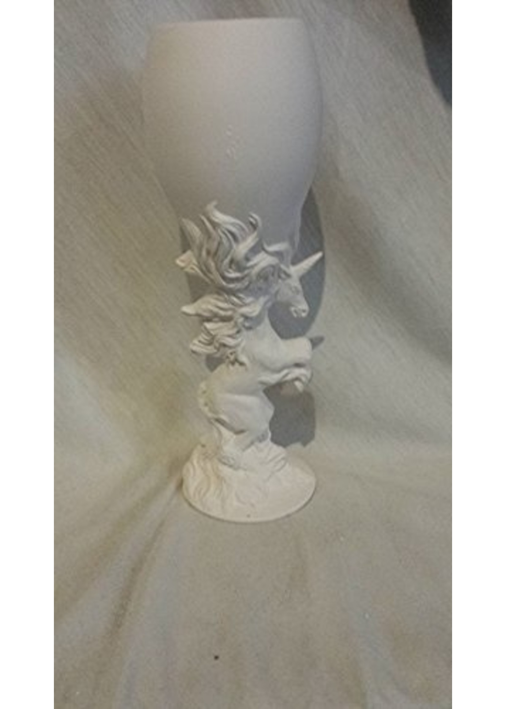 Creative Kreations Ceramics and Gifts Unicorn Goblet 8" Ceramic BIsque, Ready to Paint, Glazed Inside