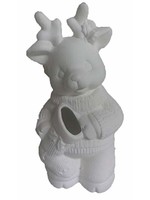Creative Kreations Ceramics and Gifts Christmas Reindeer with Stocking 10" Ceramic Bisque, Ready to Paint