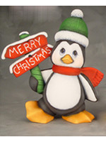 Creative Kreations Ceramics and Gifts Merry Christmas Penguin with Sign 10" Ceramic Bisque, Ready to Paint
