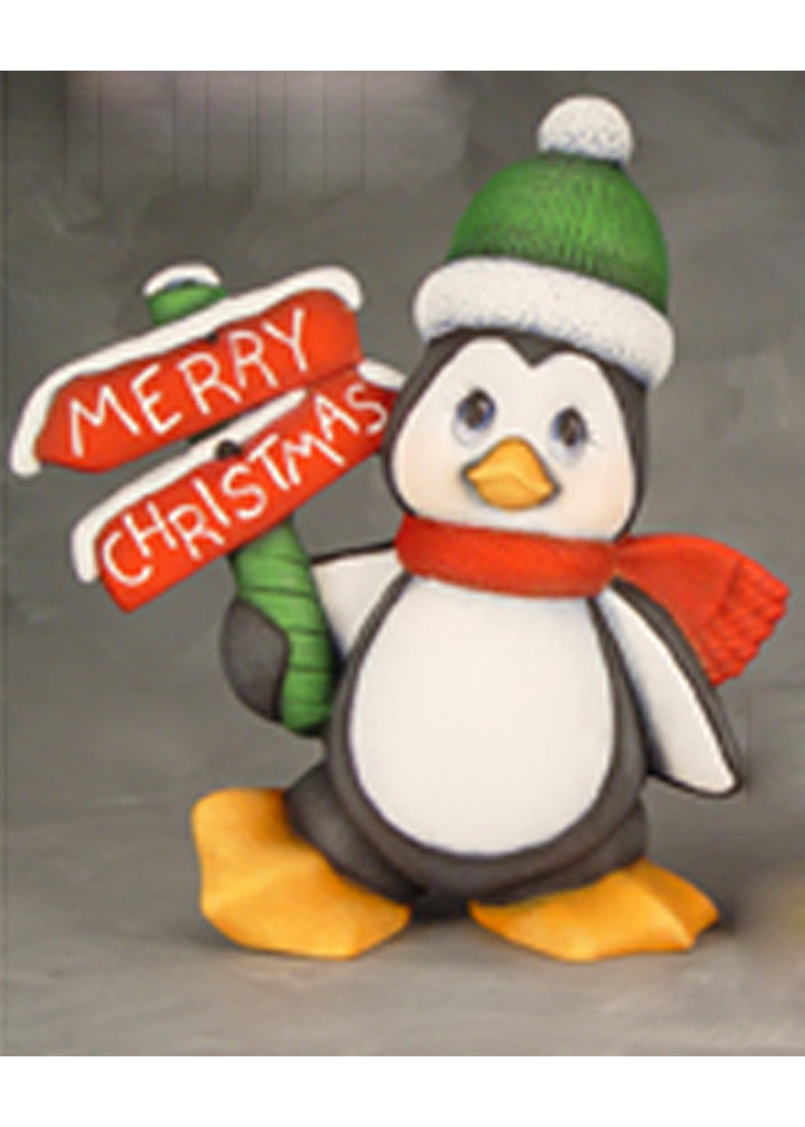 Creative Kreations Ceramics and Gifts Merry Christmas Penguin with Sign 10" Ceramic Bisque, Ready to Paint