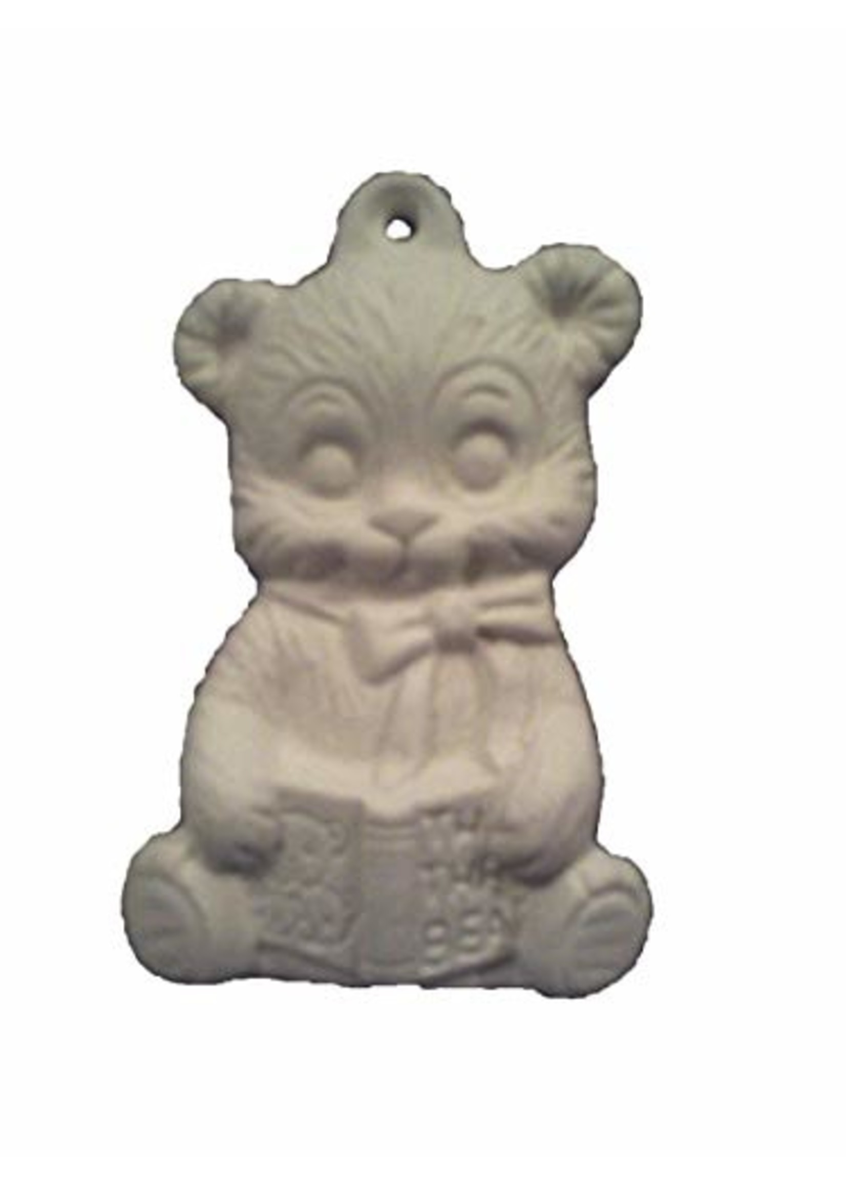 Creative Kreations Ceramics and Gifts Teddy Bear Reading a Book Ornament 3" Ceramic Bisque, Ready To Paint