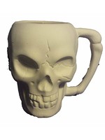 Creative Kreations Ceramics and Gifts Skull Mug 6" Ceramic Bisque, Ready to Paint, Glazed Inside