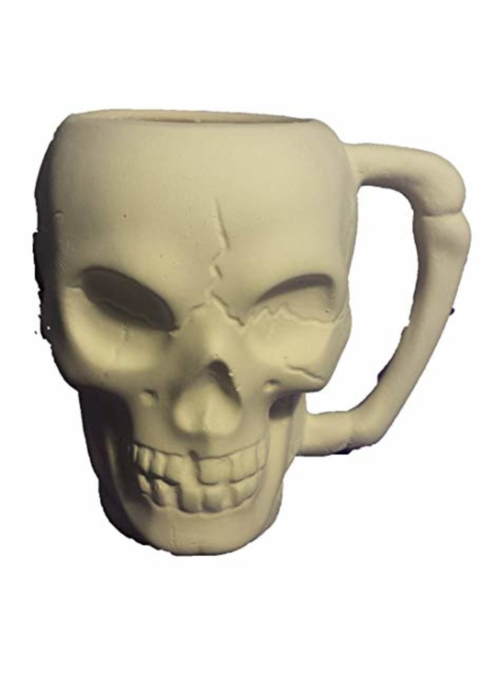 Creative Kreations Ceramics and Gifts Skull Mug 6" Ceramic Bisque, Ready to Paint, Glazed Inside
