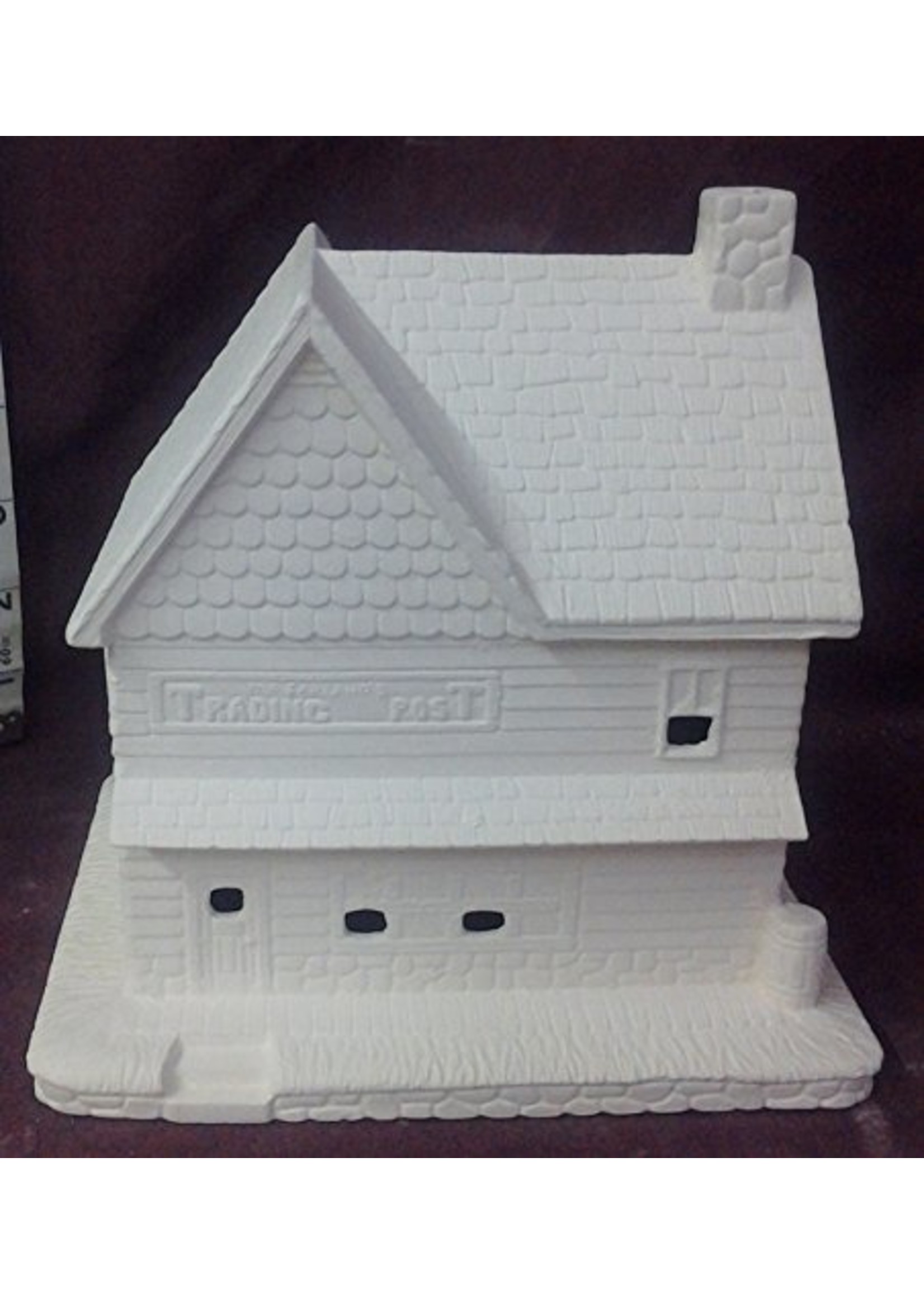 Creative Kreations Ceramics and Gifts Crystal Creek Trading Post 7" x 7" Ceramic Bisque, Ready to Paint with Cut outs