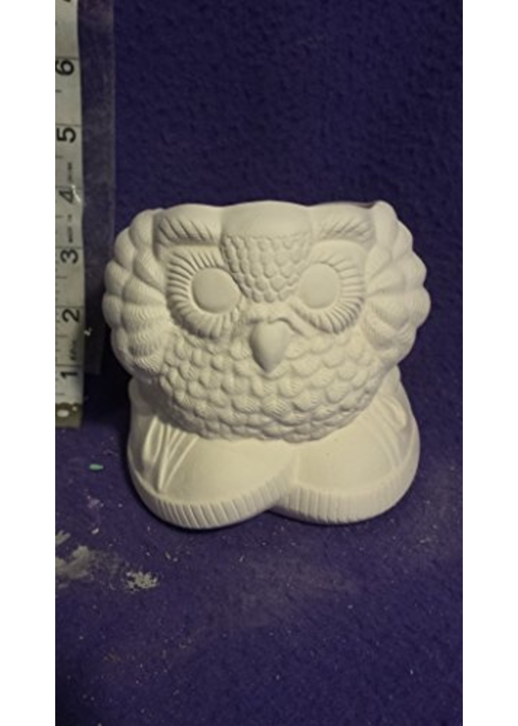 Sm Owl Planter 4 Ready to Paint Ceramic Bisque Glazed Inside 