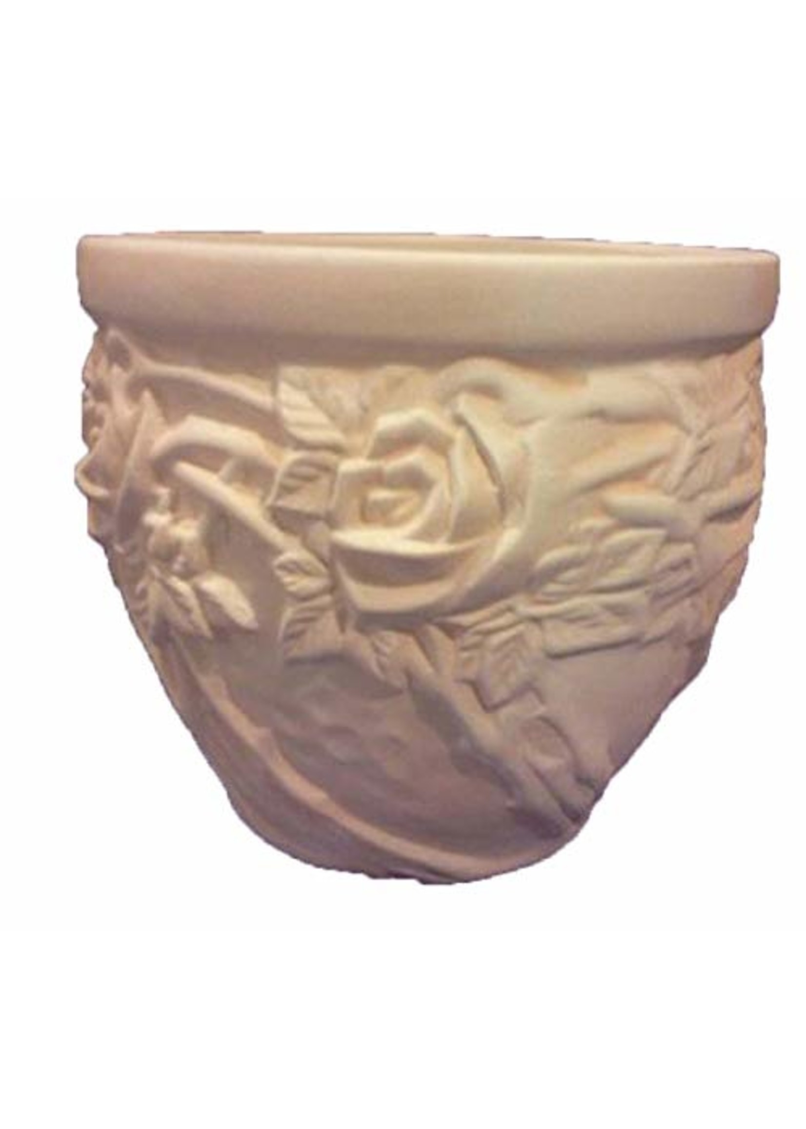 Creative Kreations Ceramics and Gifts Rose Embossed Planter Pot 8" x 8" Ceramic Bisque, Ready to Paint