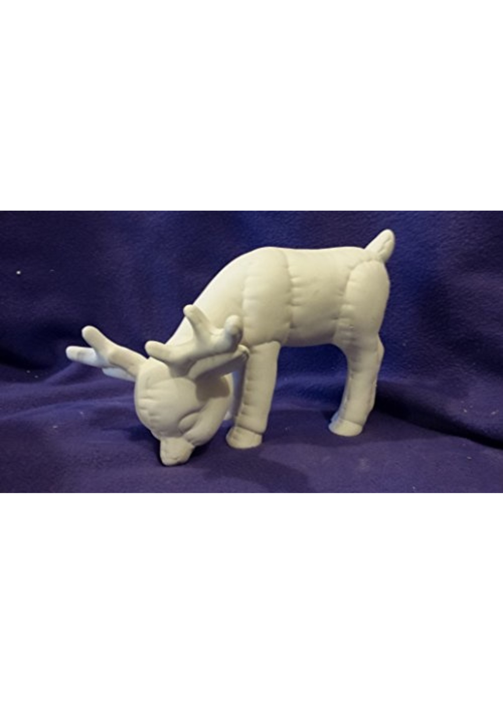 Creative Kreations Ceramics and Gifts Soft Sculpture Grazing Reindeer 8" Ceramic Bisque, Ready to Paint