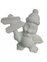 Creative Kreations Ceramics and Gifts Penguin Holding North Pole Sign 6" Ceramic Bisque, Ready to Paint
