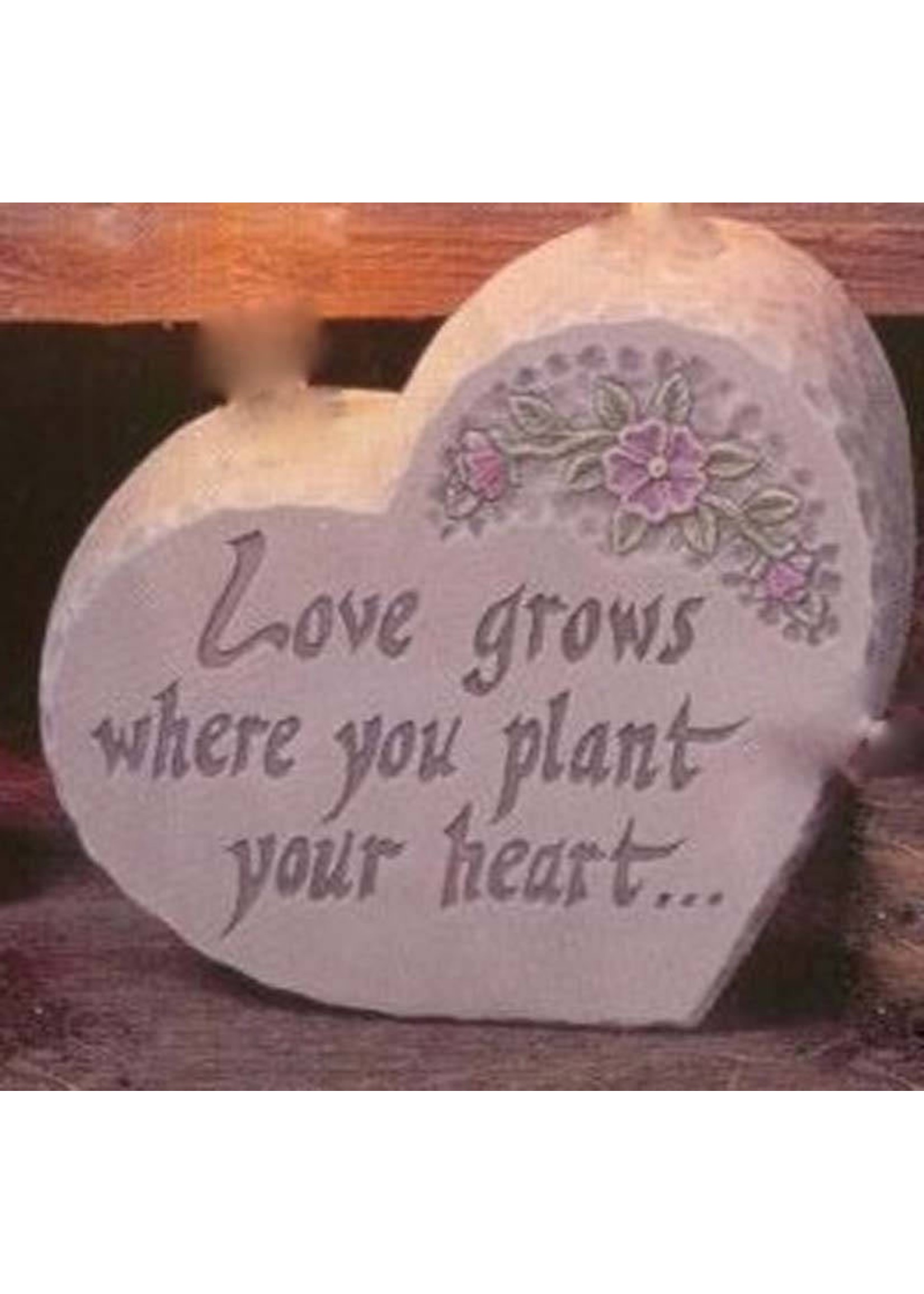 Creative Kreations Ceramics and Gifts Heart Stone "Love Grows Here" 6 1/2" Ceramic Bisque, Ready to Paint
