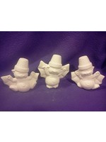 Creative Kreations Ceramics and Gifts Cracked Pot Bats 4" set of 3 Ceramic Bisque, Ready to Paint