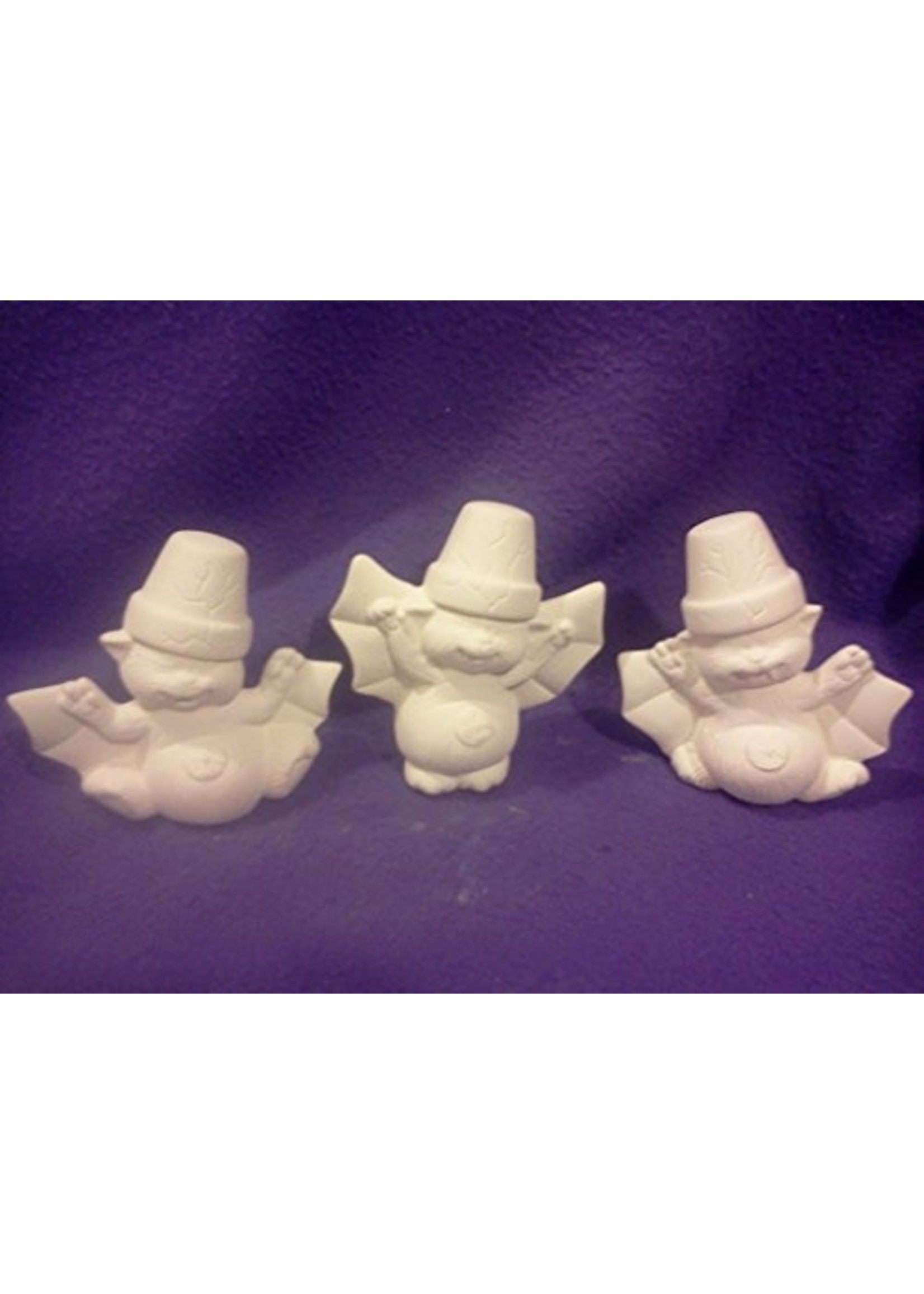 Creative Kreations Ceramics and Gifts Cracked Pot Bats 4" set of 3 Ceramic Bisque, Ready to Paint