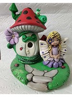 Creative Kreations Ceramics and Gifts Fairy House Garden set of 3 Hand Painted Includes Tealight