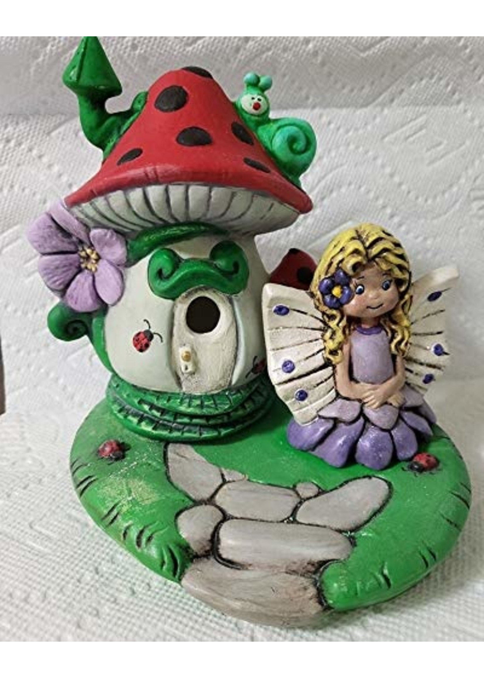 Creative Kreations Ceramics and Gifts Fairy House Garden set of 3 Hand Painted Includes Tealight