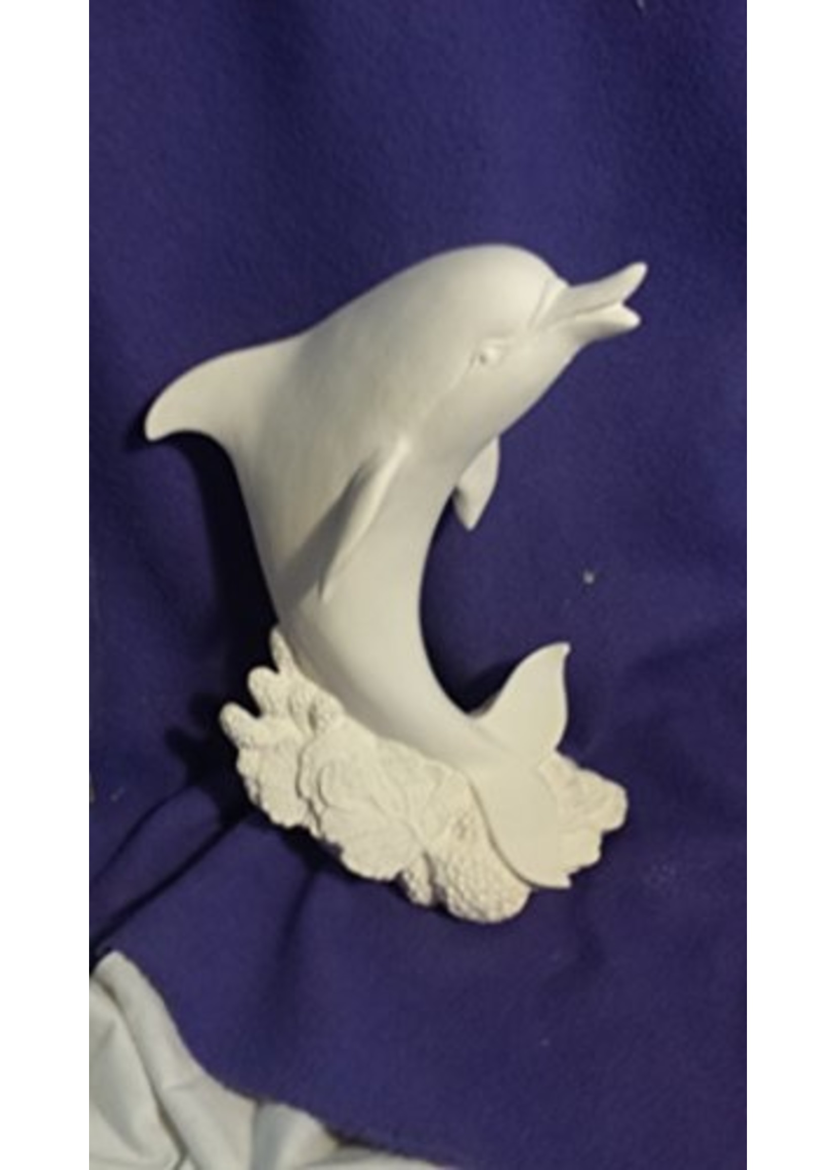 Creative Kreations Ceramics and Gifts Dolphin on Coral Reef 10" Ceramic Bisque, Ready to Paint
