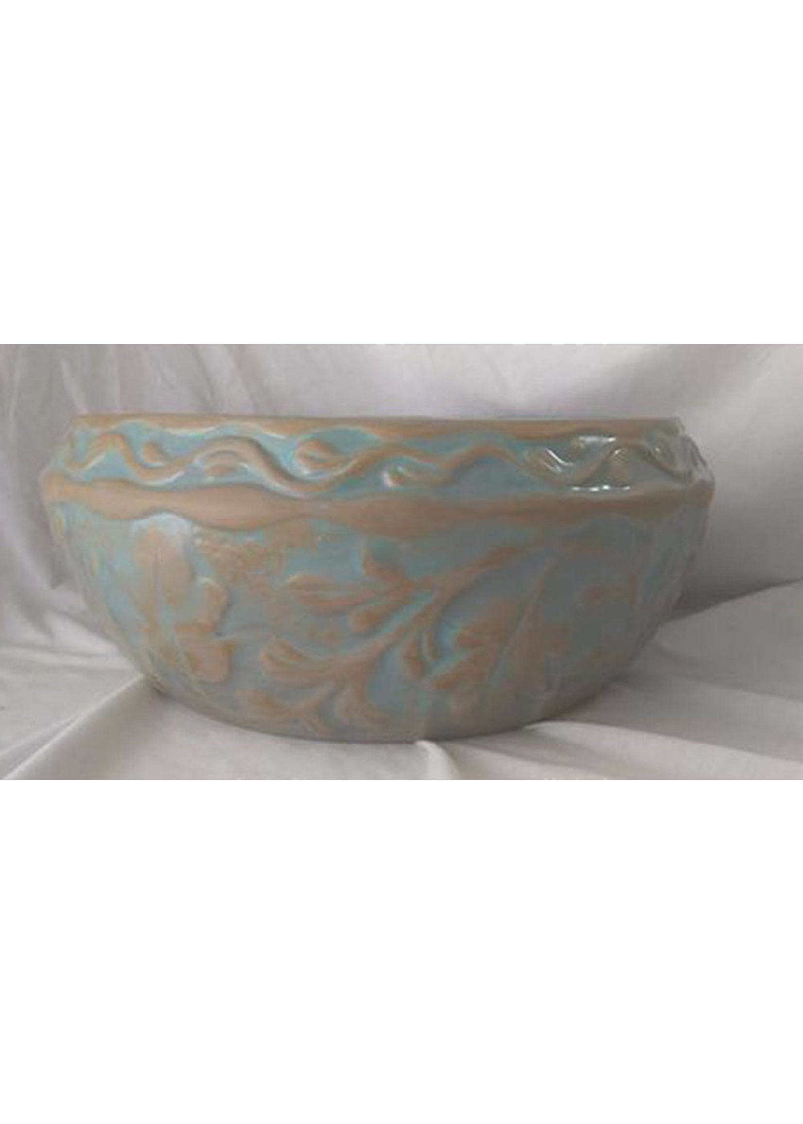 Creative Kreations Ceramics and Gifts Leaf Embossed Planter Pot with Base  9 3/4" x 5 1/2" Glaze Finish ready to use ceramic pot