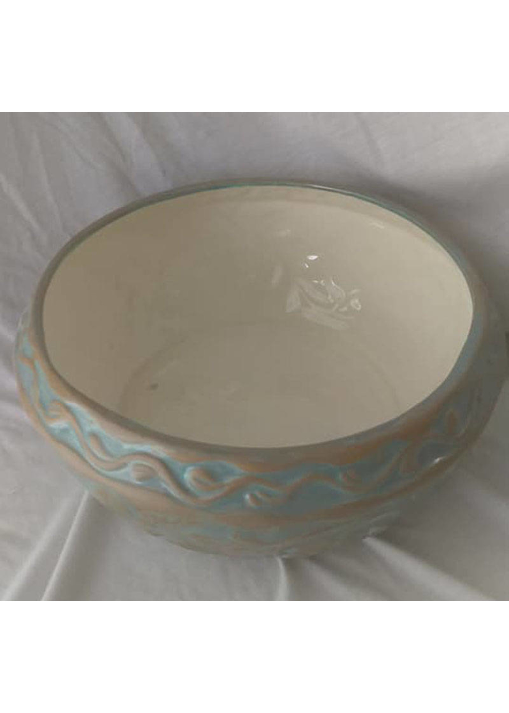 Creative Kreations Ceramics and Gifts Leaf Embossed Planter Pot with Base  9 3/4" x 5 1/2" Glaze Finish ready to use ceramic pot