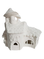 Creative Kreations Ceramics and Gifts Mushroom Daisy Den Fairy House 8 1/4" Ceramic Bisque, Ready to Paint