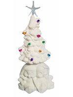 Creative Kreations Ceramics and Gifts Cuddle Penguin Tree Post 14" Ceramic Bisque, Ready to Paint with light Kit