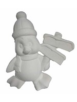 Creative Kreations Ceramics and Gifts Penguin with Sign "Happy Holidays" 10" Ceramic Bisque, Ready to Paint