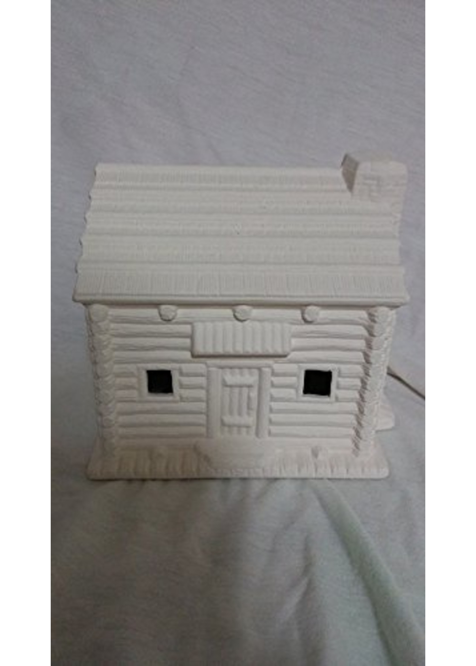 Creative Kreations Ceramics and Gifts Village Log Cabin 6" x 6" Ceramic Bisque, Ready To paint