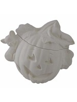 Creative Kreations Ceramics and Gifts Pumpkin Jar with Mouse on lid Ceramic Bisque, Ready to Paint, Glazed Inside