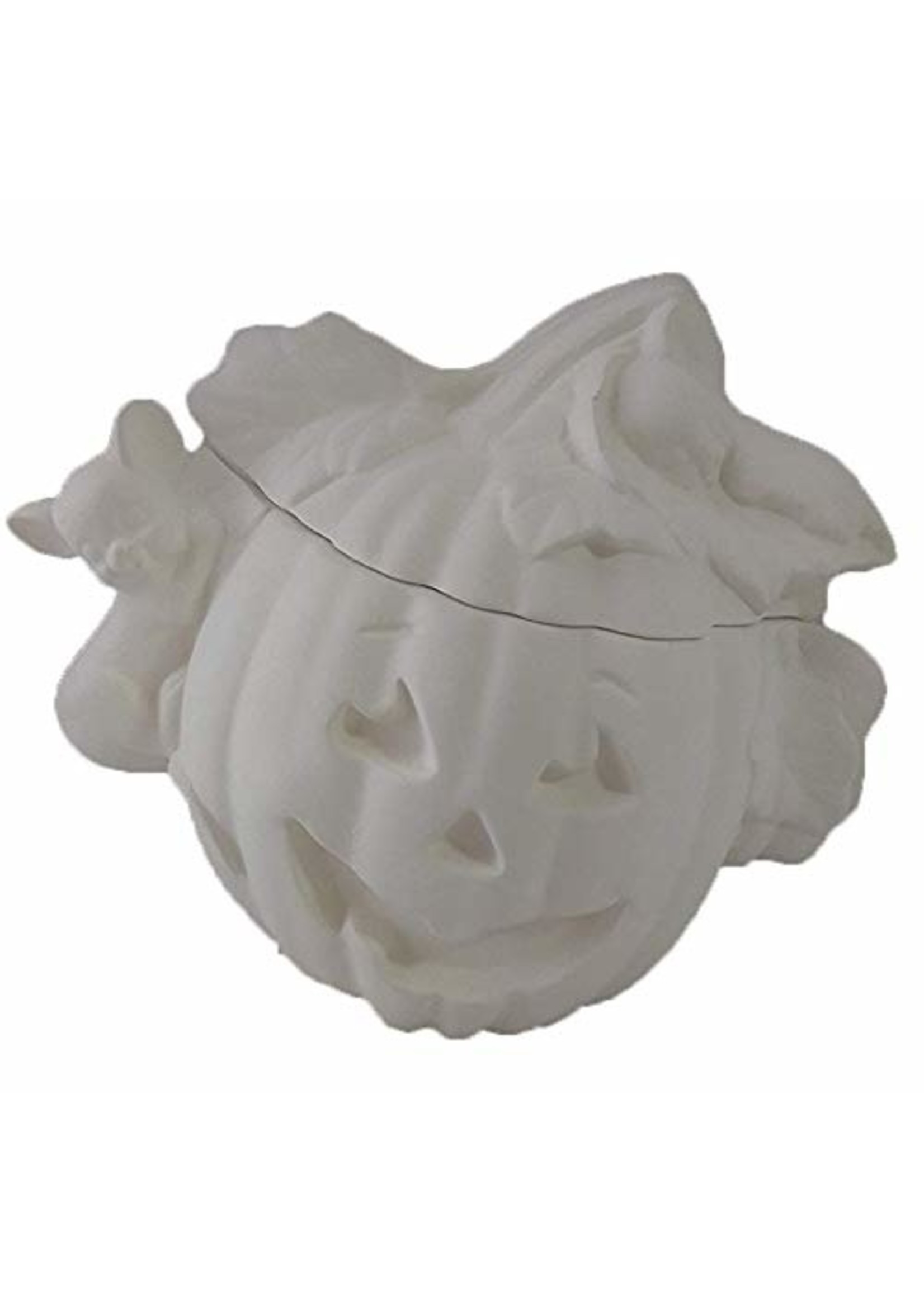 Creative Kreations Ceramics and Gifts Pumpkin Jar with Mouse on lid Ceramic Bisque, Ready to Paint, Glazed Inside