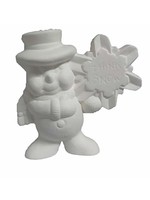 Creative Kreations Ceramics and Gifts Snowman 5" Holding Think Snow Sign Ceramic Bisque, Ready to Paint