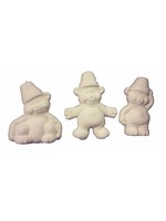 Creative Kreations Ceramics and Gifts Cracked Pot Bear Ornaments 3" Set of 3 Ceramic Bisque, Ready to Paint