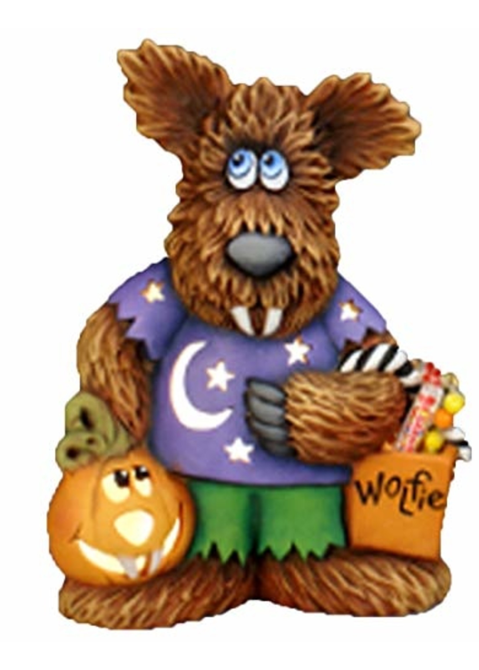 Creative Kreations Ceramics and Gifts Wolfie Jr 11" Ceramic Bisque, Ready to Paint with Cut Out and Clip Light
