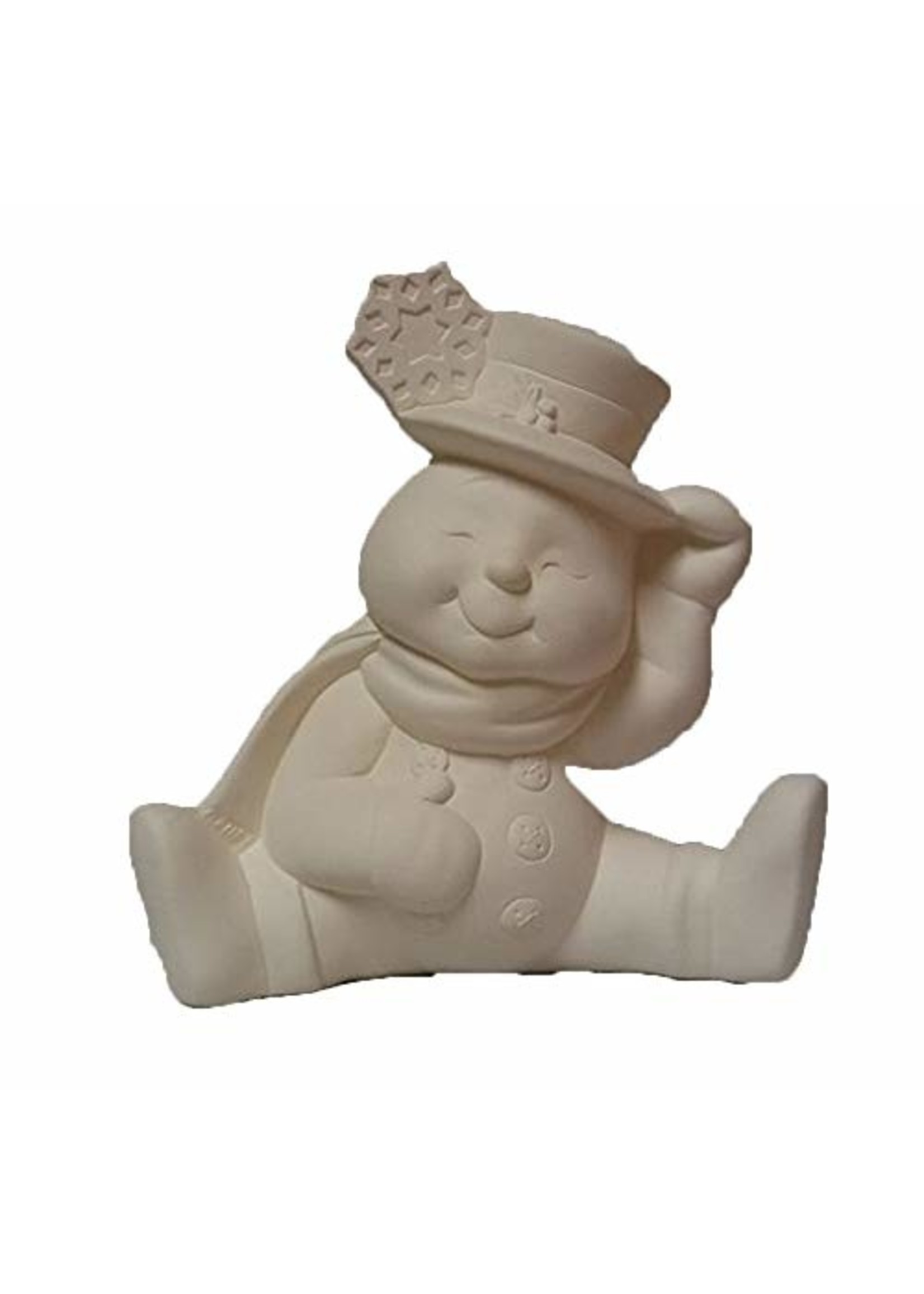 Creative Kreations Ceramics and Gifts Snowman with Snowflake on Hat 8" Ceramic Bisque, Ready to Paint