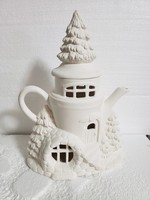 Creative Kreations Ceramics and Gifts Treetop Lodge Teapot Fairy Cottage Fairy House 12 1/4" Ceramic Bisque, Ready to Paint