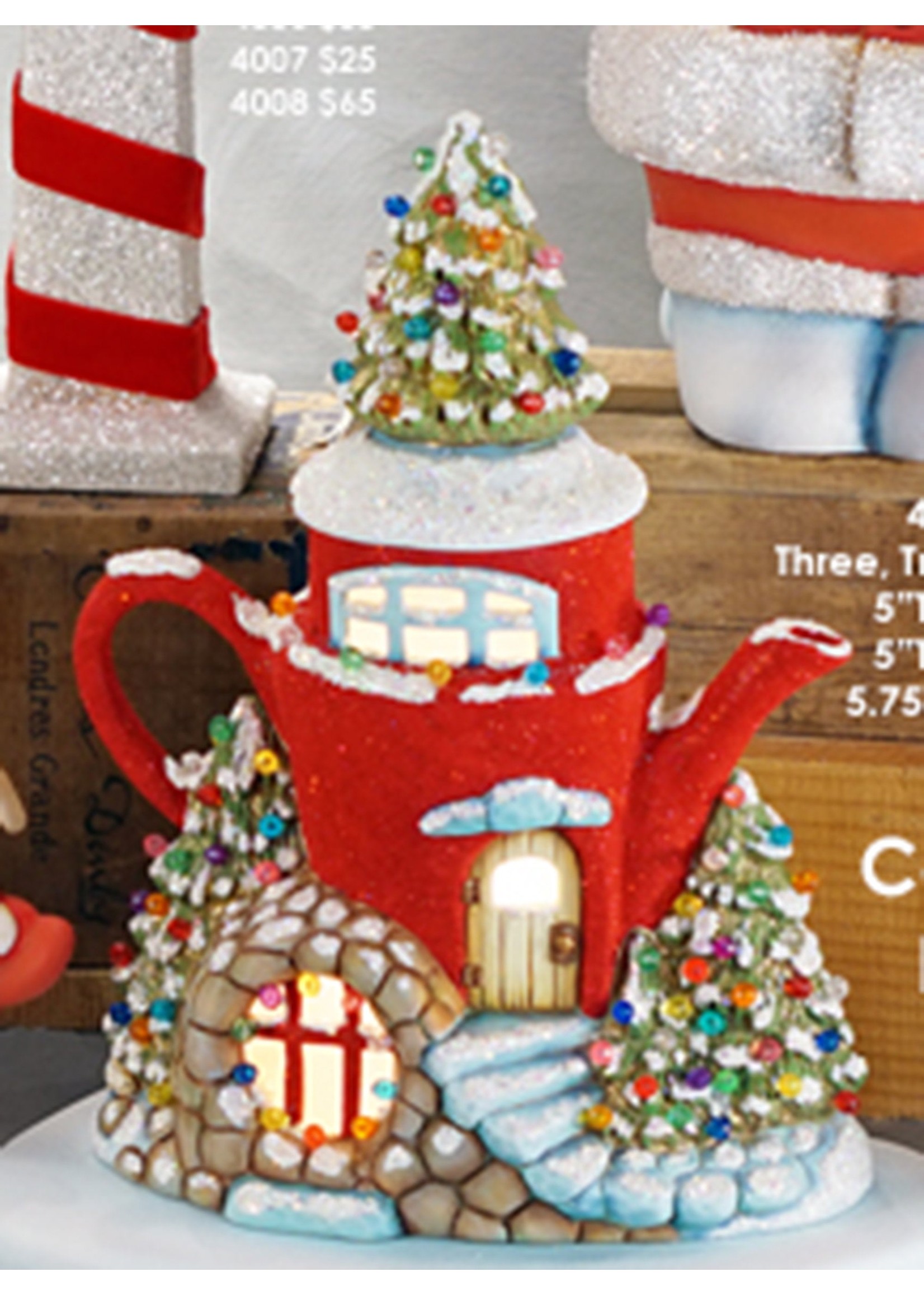 Creative Kreations Ceramics and Gifts Treetop Lodge Teapot Fairy Cottage Fairy House 12 1/4" Ceramic Bisque, Ready to Paint