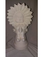 Creative Kreations Ceramics and Gifts Sunflower Sweet Tot in Flower Pot 6" Ceramic Bisque, Ready to Paint