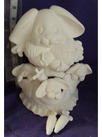 Creative Kreations Ceramics and Gifts Easter Bunny with Pockets and Babies 10" Ceramic Bisque, Ready to Paint