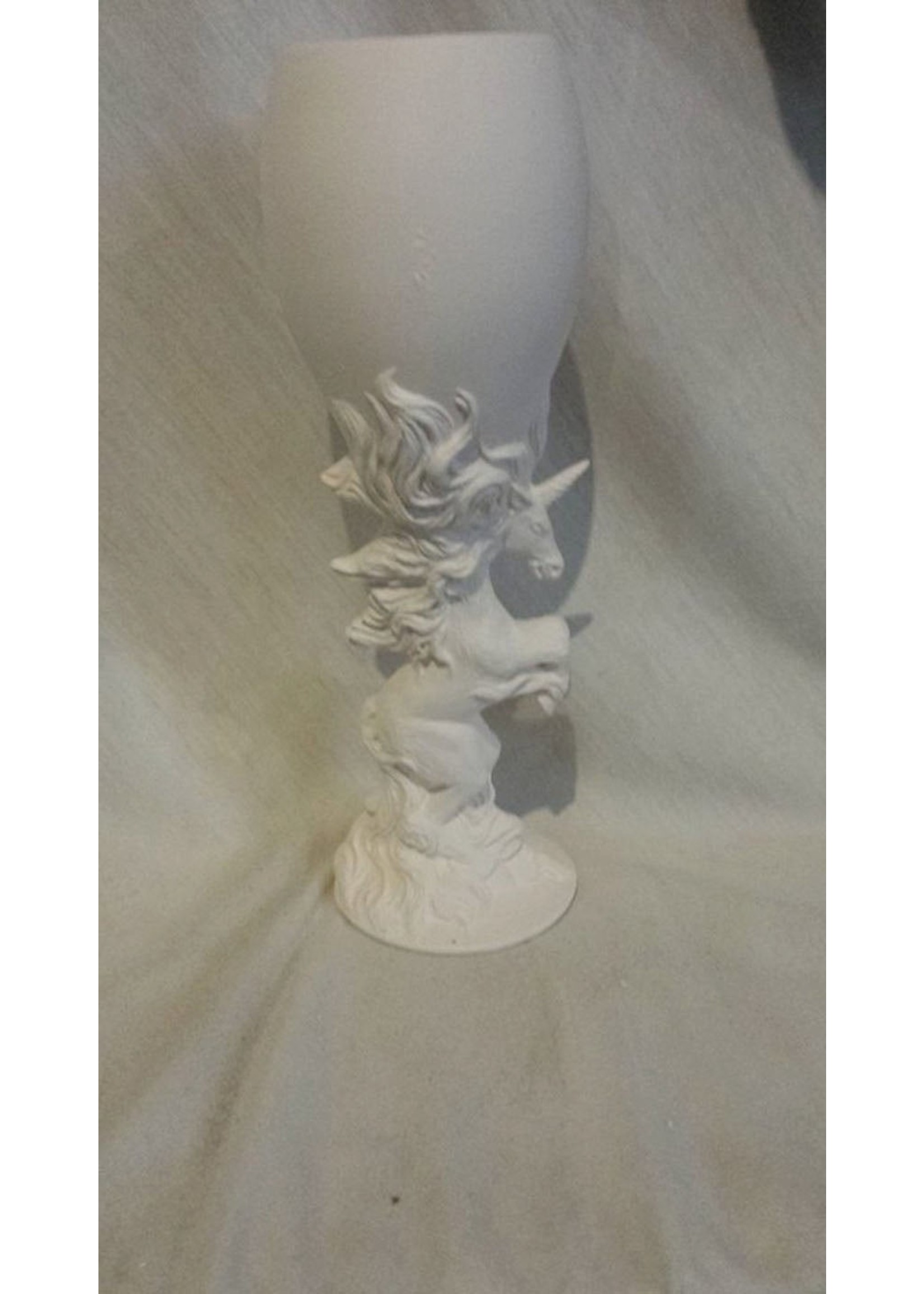 Creative Kreations Ceramics and Gifts Unicorn Goblet 8" ready to paint ceramic bisque, glazed inside