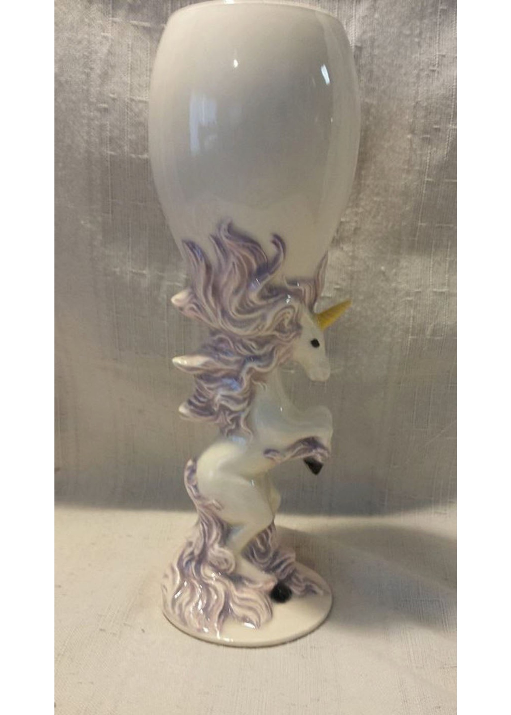 Creative Kreations Ceramics and Gifts Unicorn Goblet 8" ready to paint ceramic bisque, glazed inside