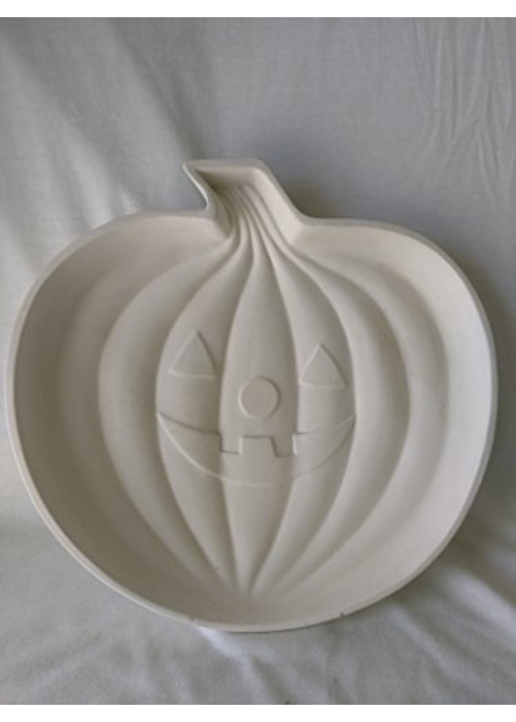 Creative Kreations Ceramics and Gifts Halloween Pumpkin Serving Dish 10" x 10" x 2" ready to paint ceramic bisque