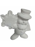 Creative Kreations Ceramics and Gifts Snowman holding Snowflake "Let it Snow" 5" Ceramic Bisque, Ready to Paint