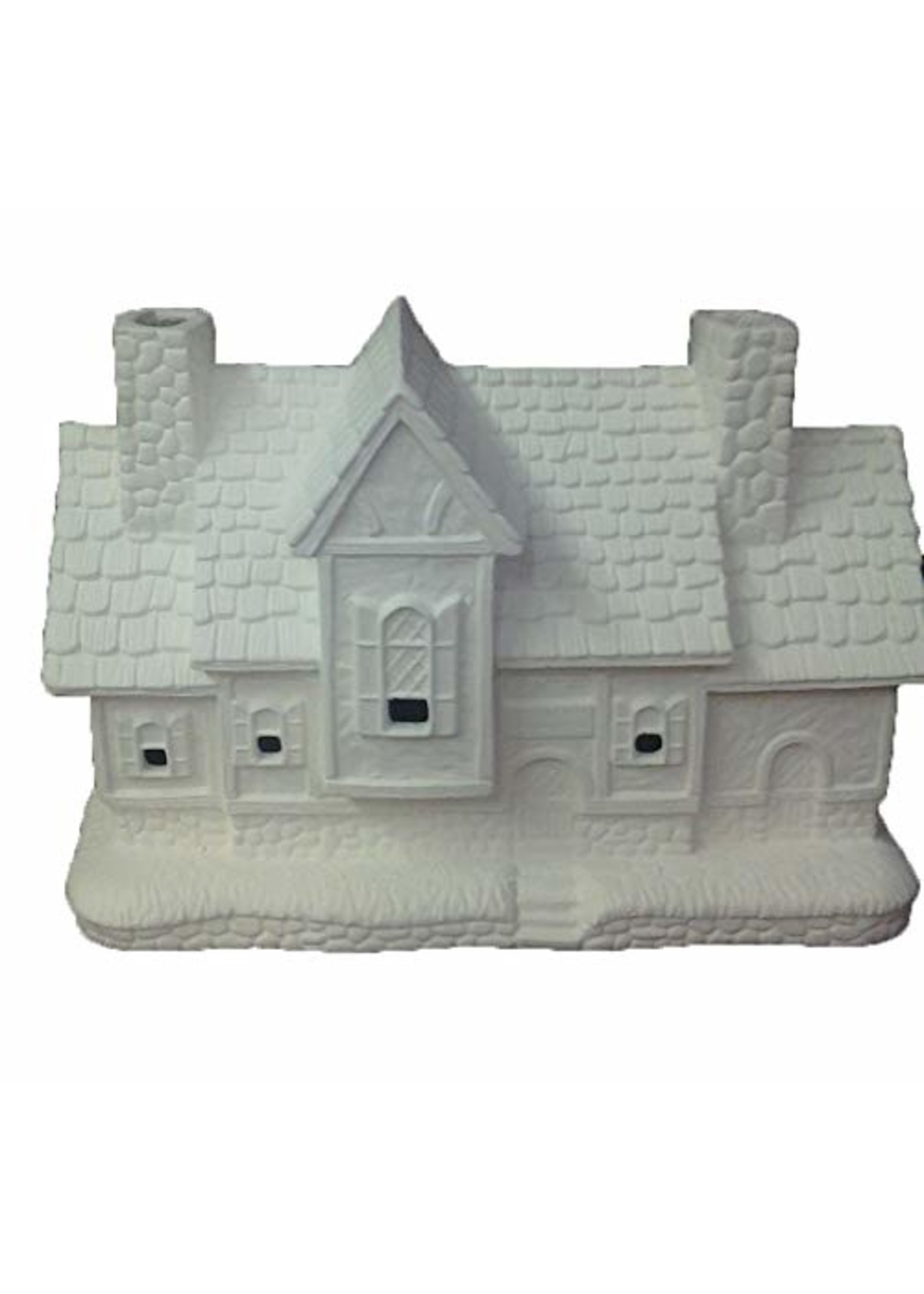 Creative Kreations Ceramics and Gifts Crystal Creek Inn 6" x 9" x 4" village house Ceramic Bisque, Ready to Paint with Cut outs