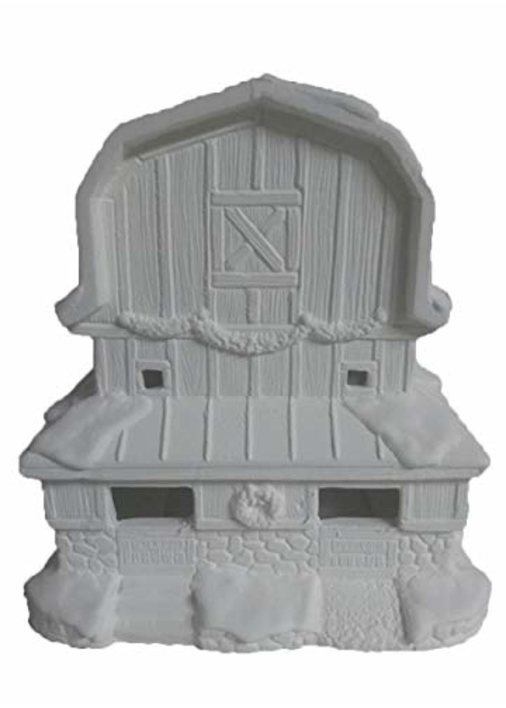 Creative Kreations Ceramics and Gifts Reindeer Stable Village Barn 7" x 8" x 6" Ceramic Bisque, Ready to Paint