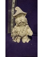 Creative Kreations Ceramics and Gifts Troll with Frog and Walking Stick 7" Ceramic Bisque, Ready to Paint