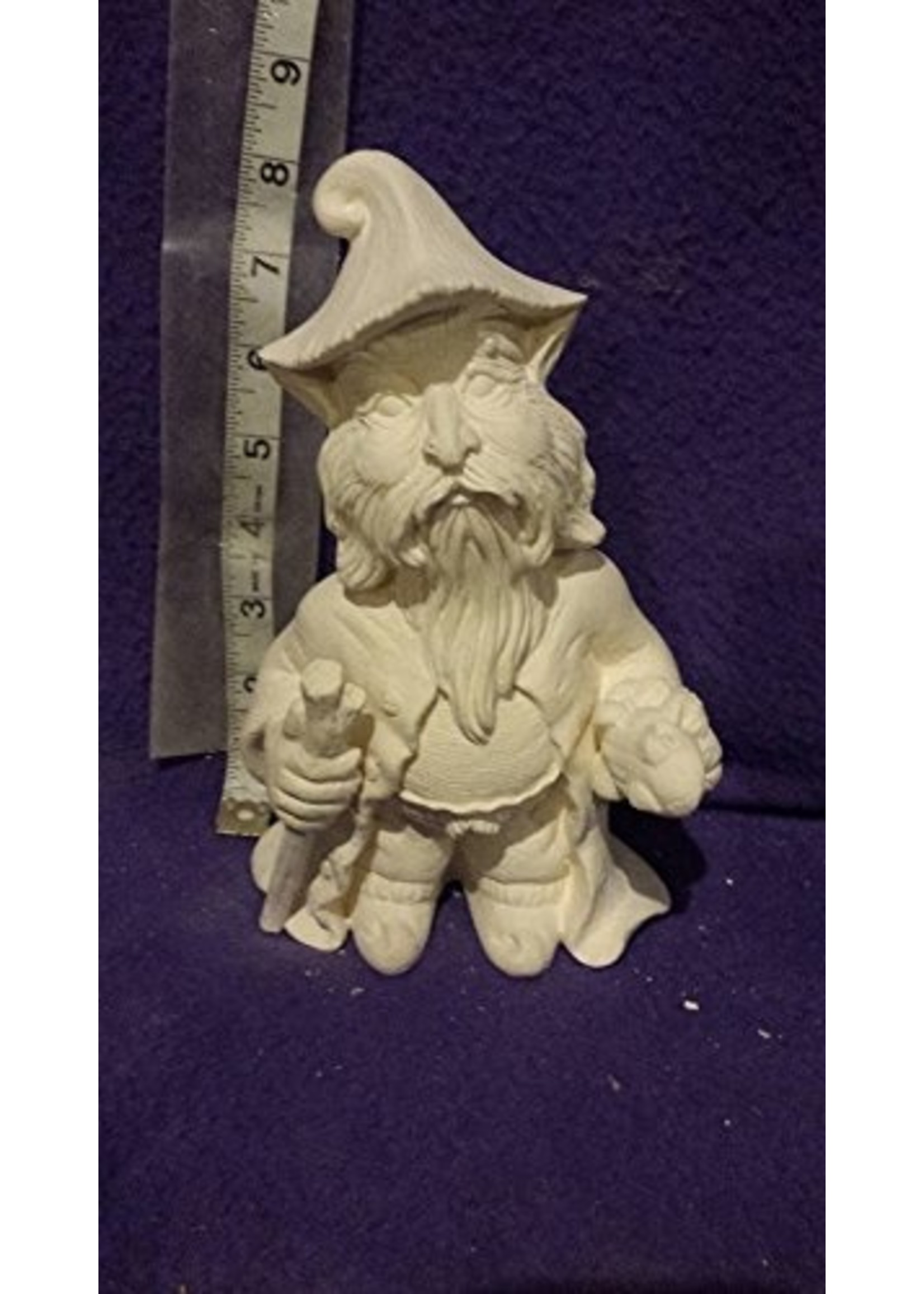 Creative Kreations Ceramics and Gifts Troll with Frog and Walking Stick 7" Ceramic Bisque, Ready to Paint